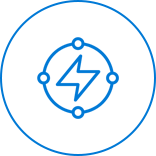 A blue circle with an electric symbol in the center.
